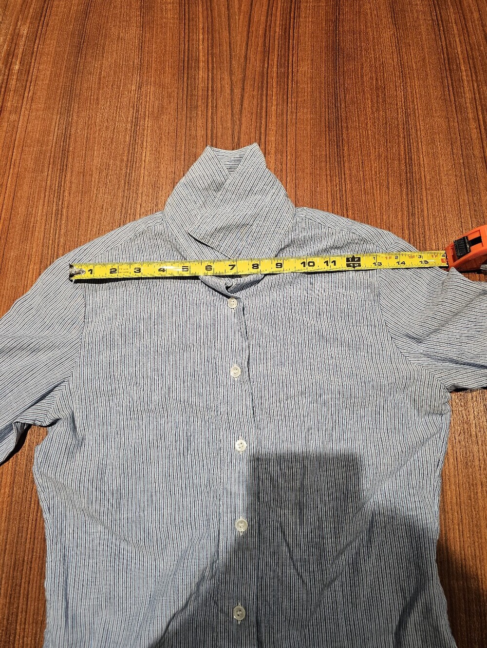 Façonnable Linen Blue Stripe Button-Up Shirt - Picture 6 of 10